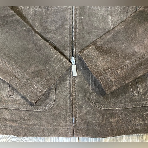 SOLD Ruff Hewn Womens - Full Zip Jacket Brown Black Genuine Leather - Size - Picture 4 of 10